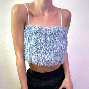 Faux Feather Mini Strappy Tank